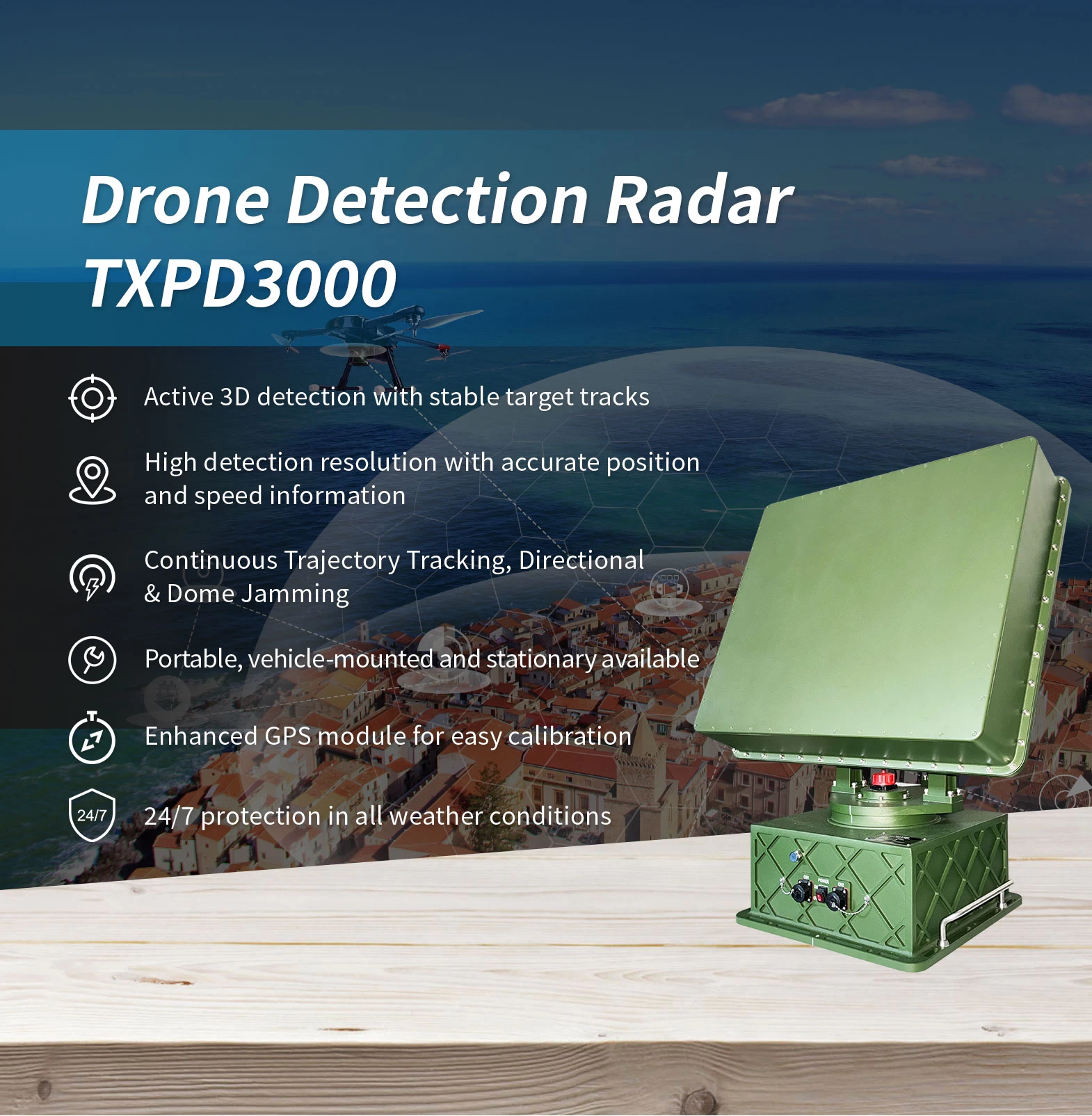 Drone Detection Radar TXPD3000 - Drone Defense - 1